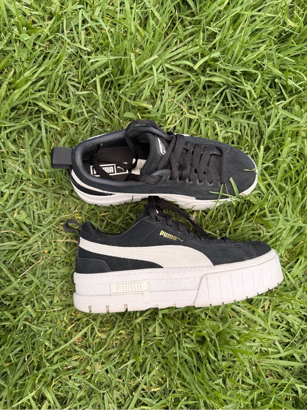 Puma Black and White Platform Sneakers